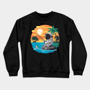 Astronaut fishing Crewneck Sweatshirt